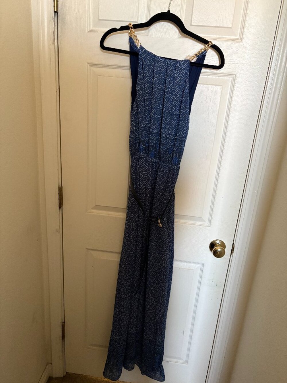MICHAEL Michael Kors Sleeveless Maxi Dress w/Blue & White Print (M)